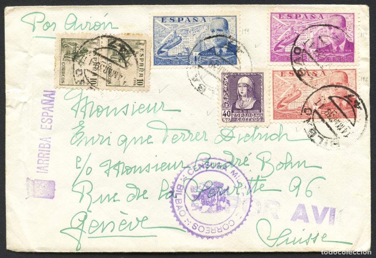 Sellos: GUERRA CIVIL, SOBRE, CORREO A&Eacute;REO, CIRCULADO ESPA&Ntilde;A A SUIZA, 1939, CENSURA CORREOS