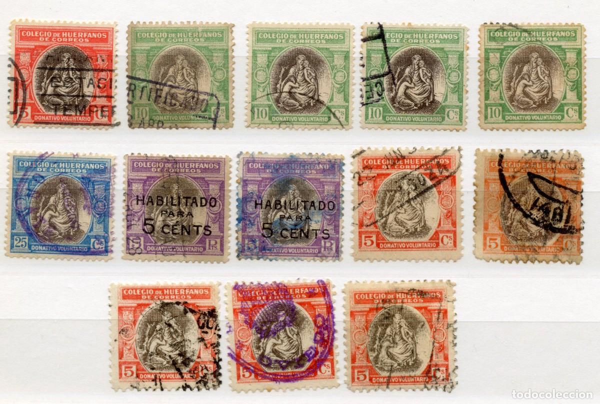 Sellos: HU&Eacute;RFANOS DE CORREOS - LOTE DE 13 SELLOS USADOS DE 5 TIPOS DISTINTOS (EDIFIL B1 a B9)