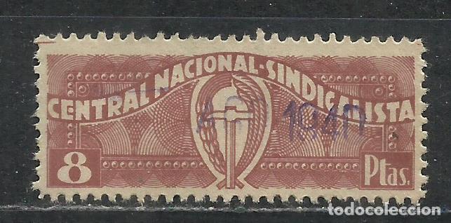 Sellos: Q546H-ESPA&Ntilde;A GUERRA CIVIL SELLO CUOTA FALANGE C.N.S.CENTRAL NACIONAL SINDICALISTA 8 PESETAS,SPAIN C