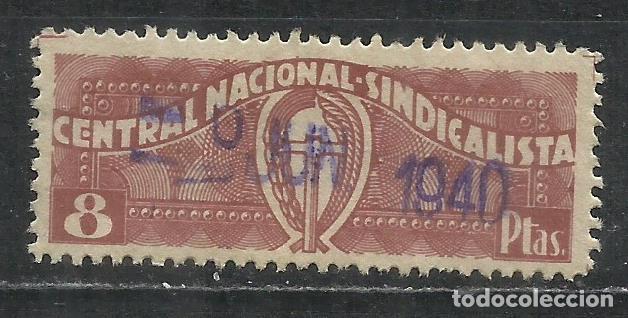 Sellos: Q546I-ESPA&Ntilde;A GUERRA CIVIL SELLO CUOTA FALANGE C.N.S.CENTRAL NACIONAL SINDICALISTA 8 PESETAS,SPAIN C