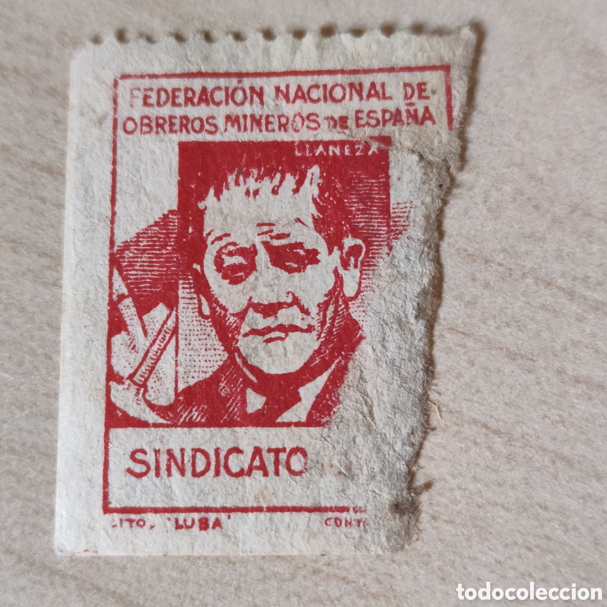 Sellos: a65 MUY RARO Federaci&oacute;n Nacional Obreros Mineros de Espa&ntilde;a Sindicato Minero Allepuz 925