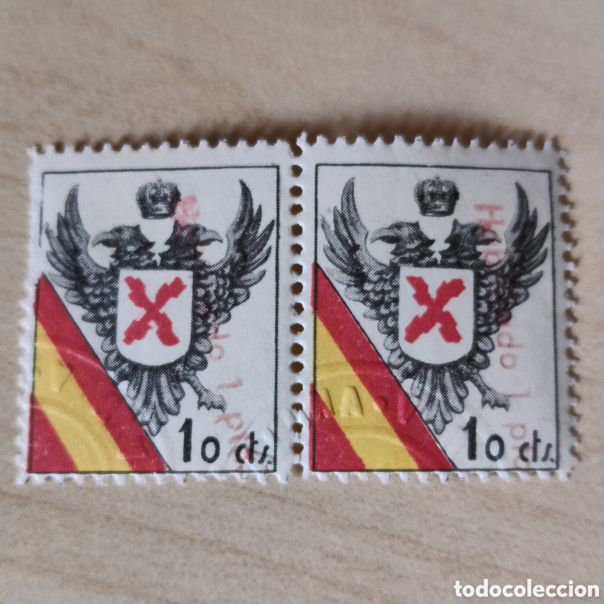 Sellos: a65 MUY RARO Requetes Carlista 10 cts Sobrecarga HABILITADO 1 pta Agua fuerte