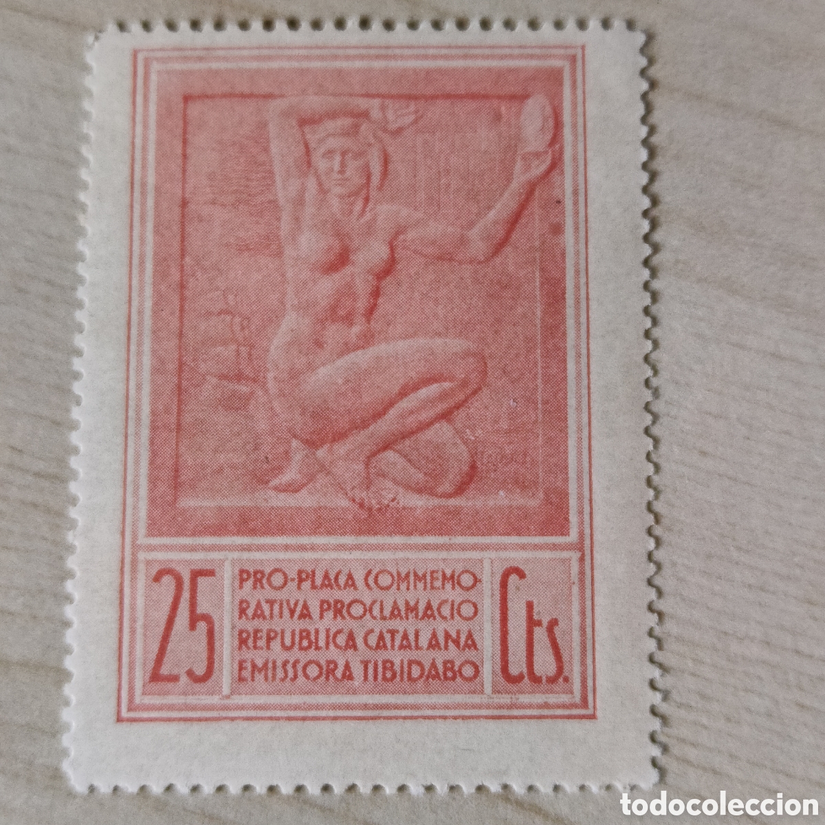Sellos: a65 Barcelona Pro Placa Commemorativa Proclamaci&oacute; Rep&uacute;blica Catalana Emissora Tibidabo Allepuz 3363