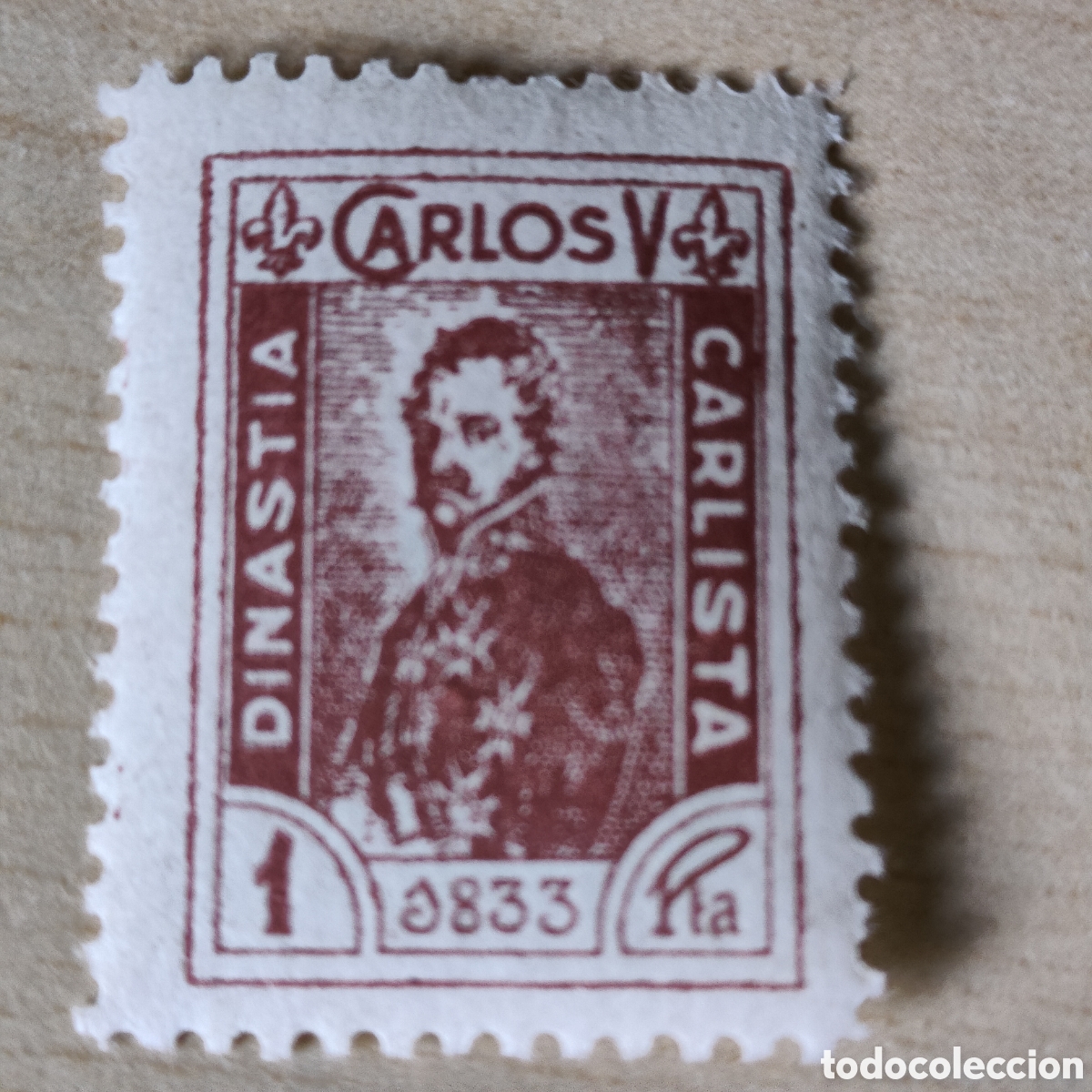 Sellos: a65 MUY RARO Carlos V Dinast&iacute;a Carlista 1833 1 pta peseta UNICO EN TODOCOLECCION