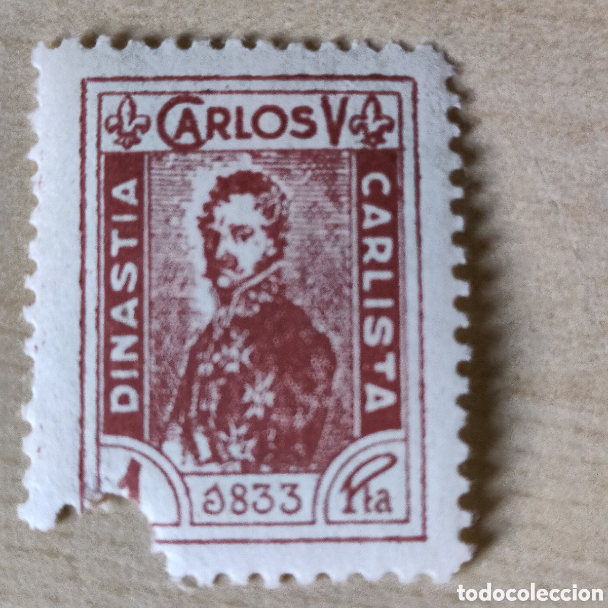 Sellos: a65 MUY RARO Carlos V Dinast&iacute;a Carlista 1833 1pta peseta