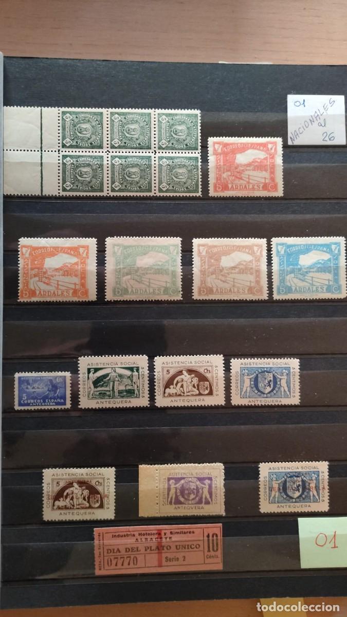 Sellos: Colecci&oacute;n 450 sellos bando nacional Albacete Valencia Alicante Mallorca Ibiza Coru&ntilde;a Dilar etc