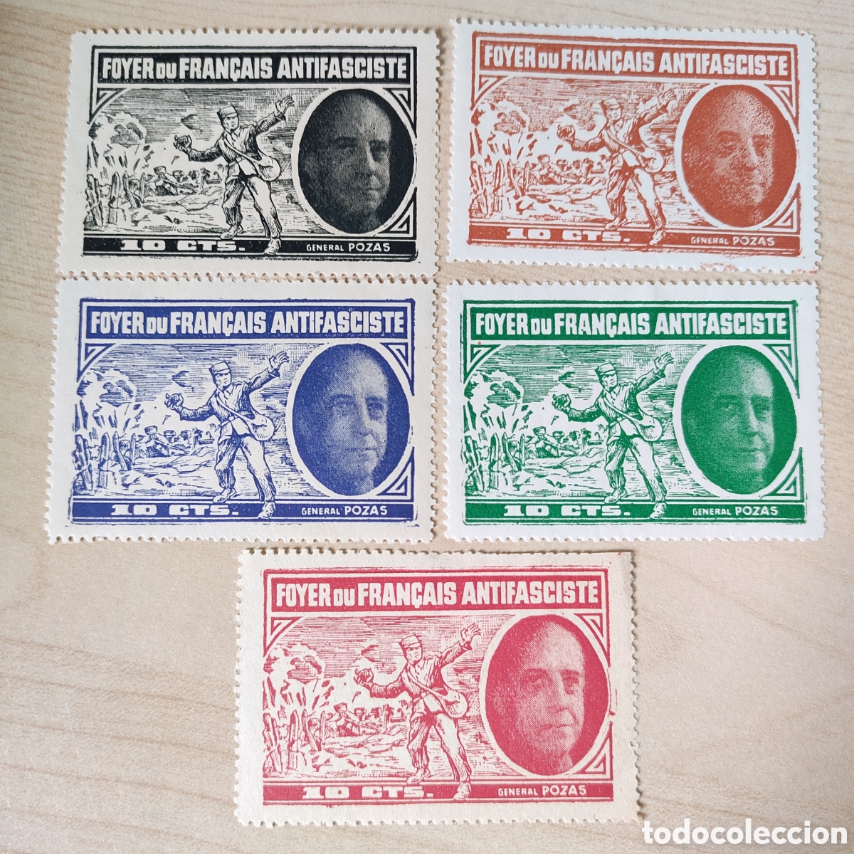 Sellos: z11 Foyer du Fran&ccedil;ais Antifasciste General Pozas 10 cts serie completa