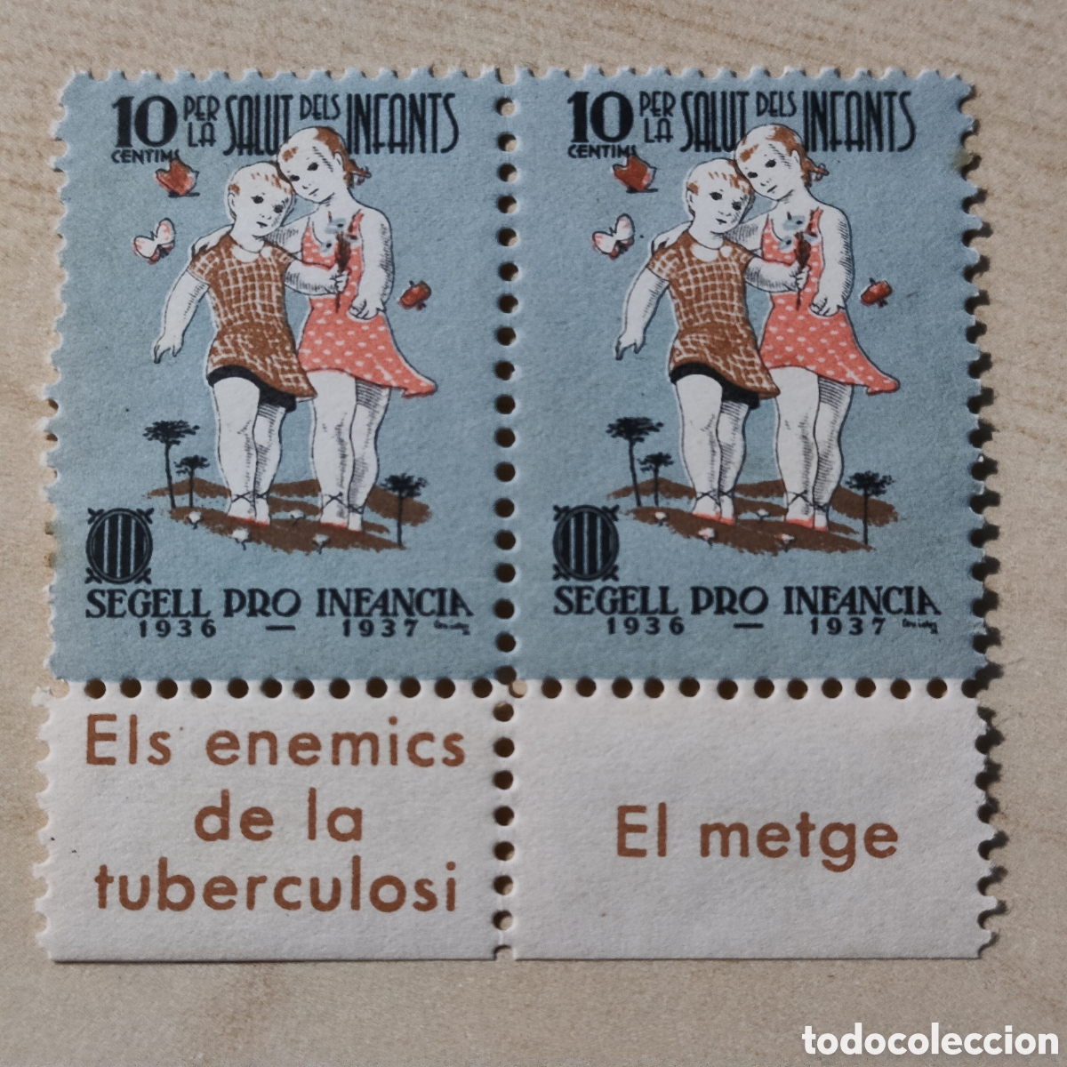 Sellos: z06 Pro Infancia Per la Salut dels Infants bandeleta tira con leyenda