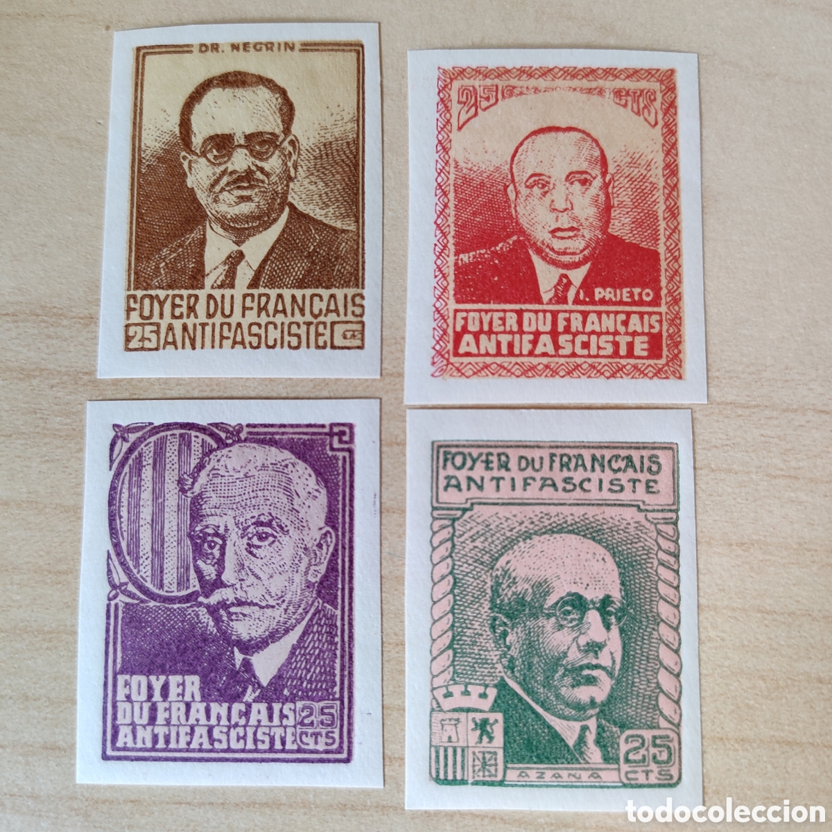Sellos: z10 Foyer du Fran&ccedil;ais Antifasciste Efigies x4 Allepuz 3327 a 3330 Sin dentar