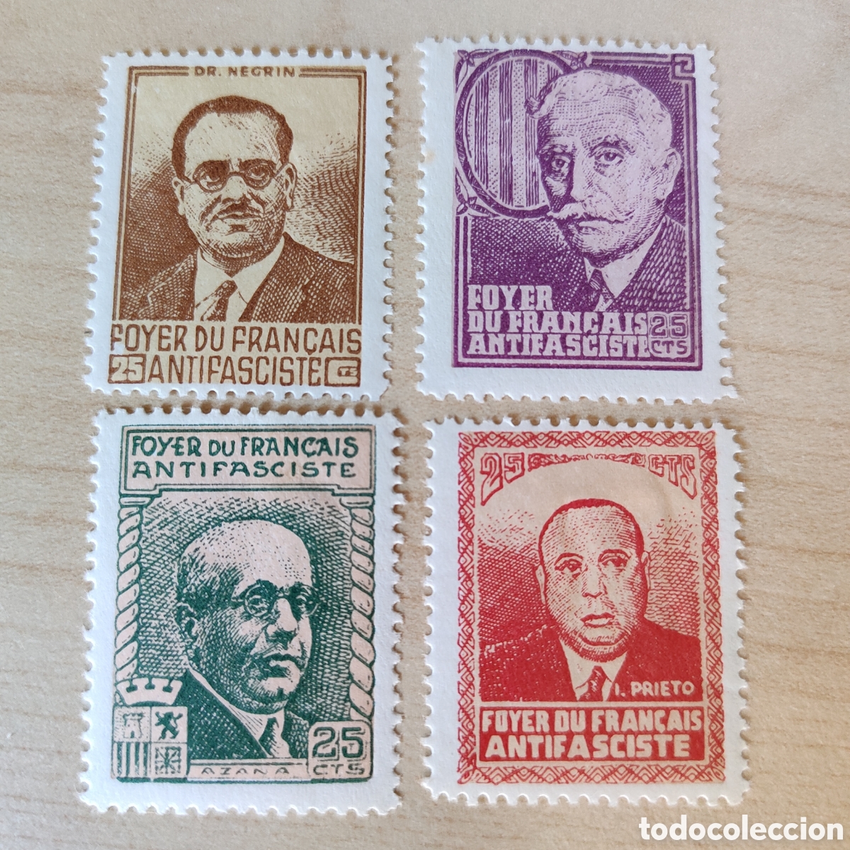 Sellos: z10 Foyer du Fran&ccedil;ais Antifasciste 25 cts Efigies Allepuz 3321 a 3324