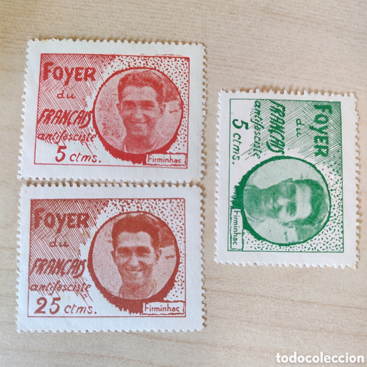 Sellos: z09 ERROR Foyer du Fran&ccedil;ais Antifasciste 25 cts x 3 ..1 DOBLE TALADRO