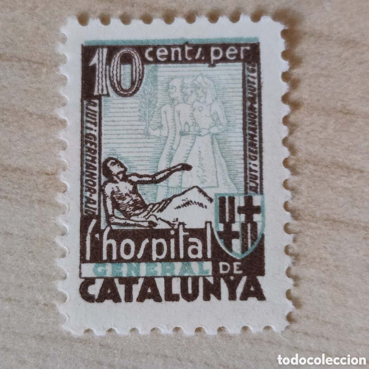 Sellos: z07 RARO Hospital General de Catalunya Per Ajut i Germanor 10 cents cts Allepuz 2974 Afinet 1260
