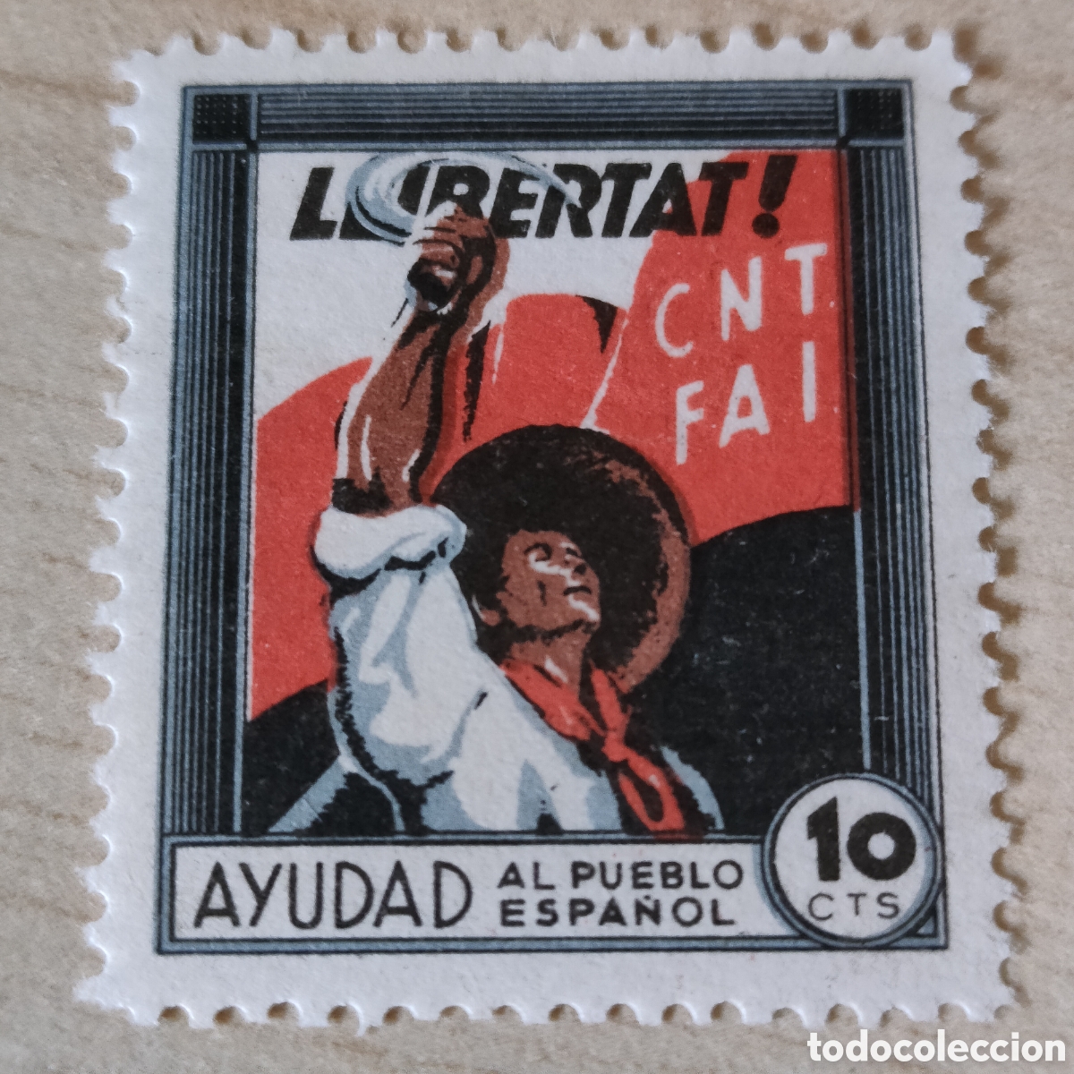 Sellos: z04 Llibertat CNT FAI Ayudad al pueblo Espa&ntilde;ol Allepuz 1886 afinet 810 C.N.T. F.A.I.