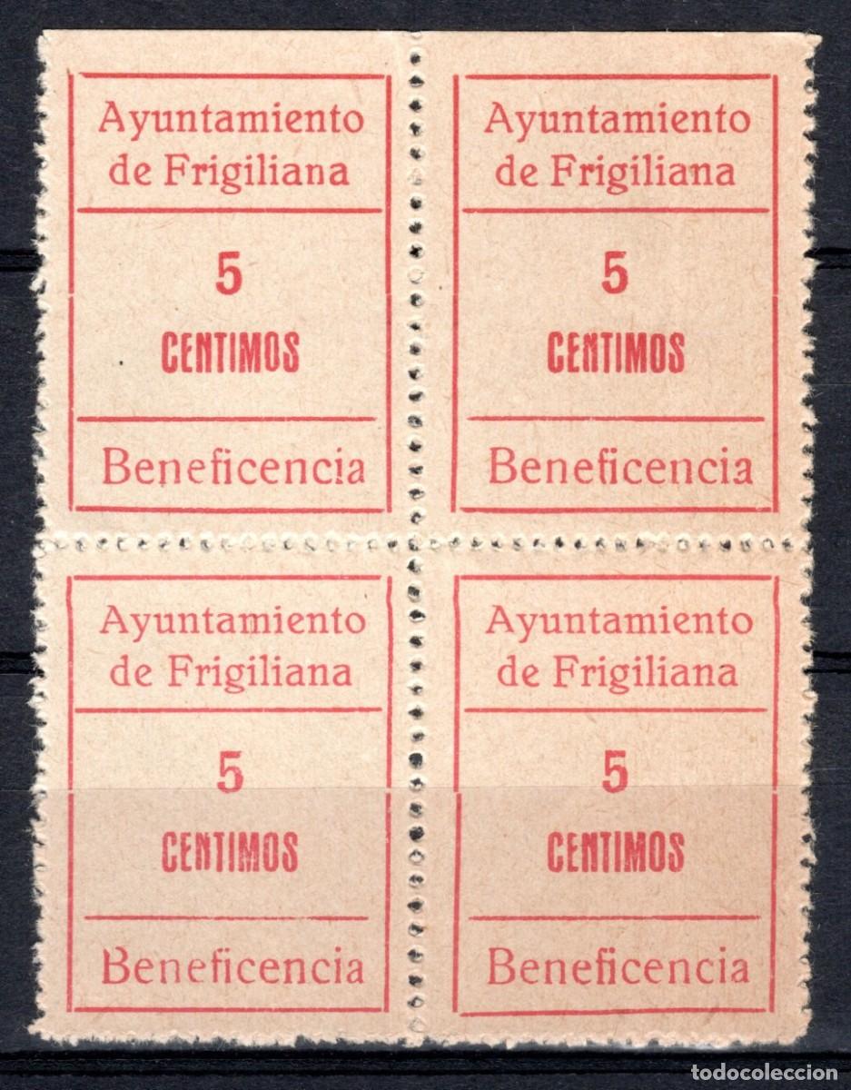 Sellos: FRIGILIANA (M&Aacute;LAGA). AYUNTAMIENTO. BENEFICENCIA. 5 C&Eacute;NTIMOS ( BLOQUE DE 4). MNH **