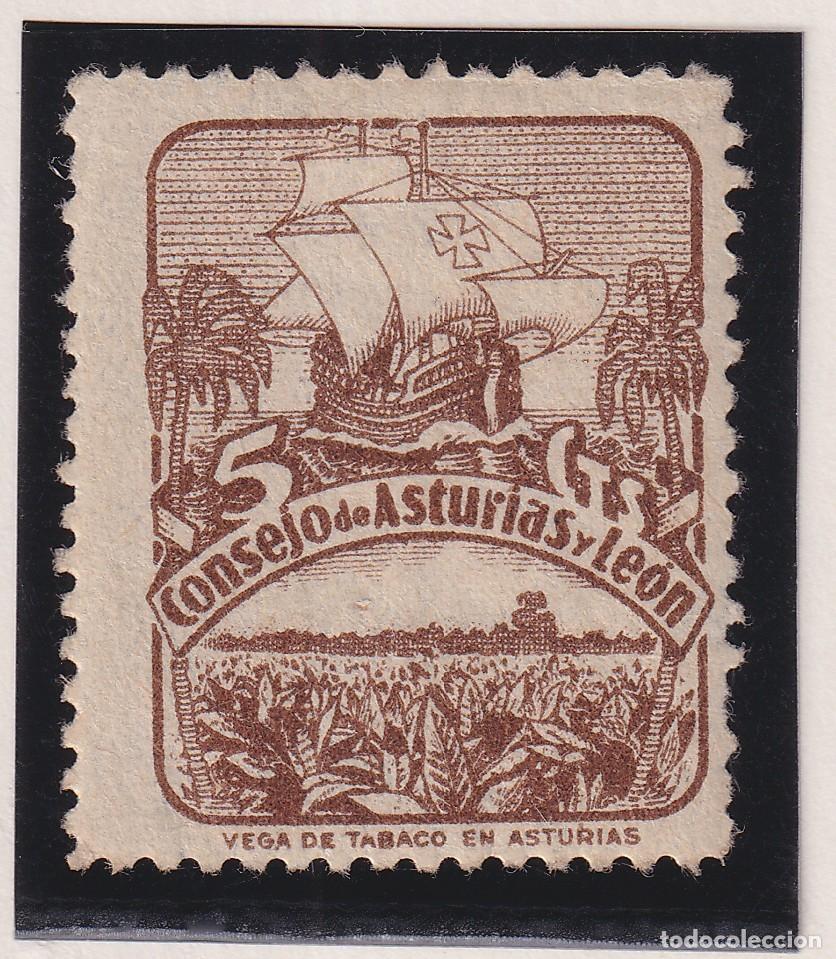 Sellos: SELLO CONSEJO SE ASTURIAS Y LEON - 5 CTS - 1937 - NUEVO