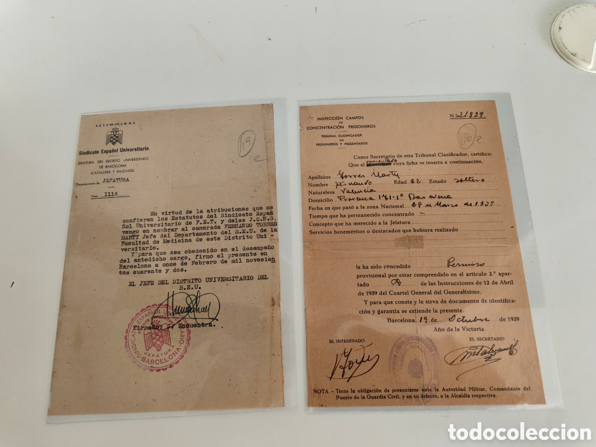 Sellos: Espa&ntilde;a Guerra Civil Documento Salida Campo Prisioneros a&ntilde;o 1939