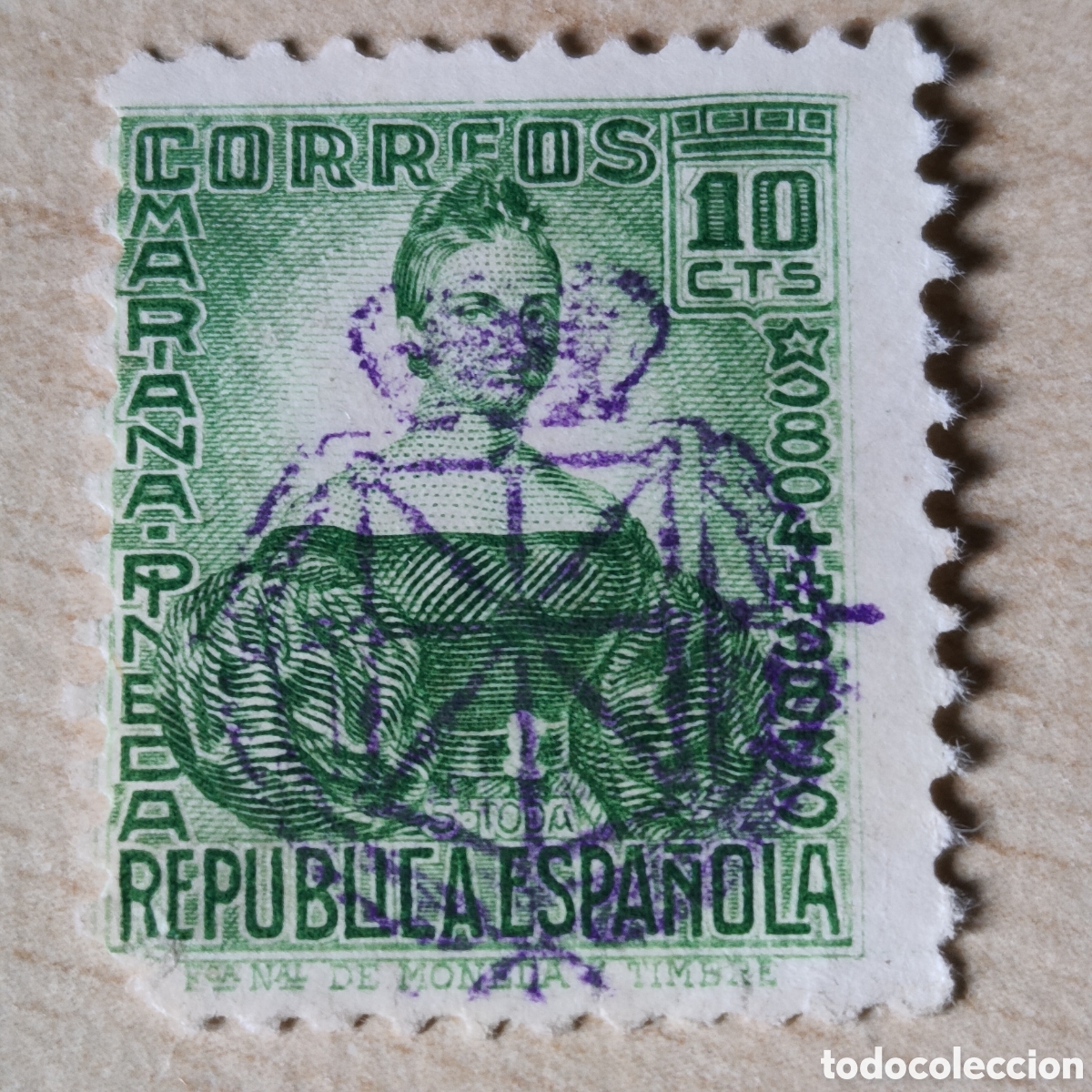Sellos: a65 Edifil 732 Maria Pineda con SOBRECARGA ESCUDO NAVARRA Requetes?