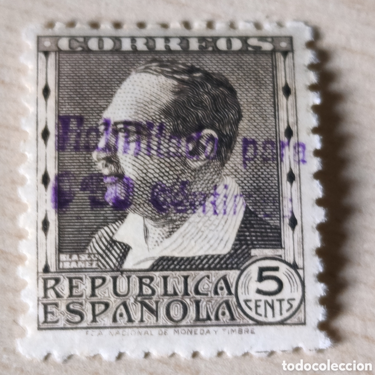 Sellos: a65 RAR&Iacute;SIMO Edifil 681 Vicente Blasco Ib&aacute;&ntilde;ez SOBRECARGA habilitado para 0,50 cts VER DESCRIP