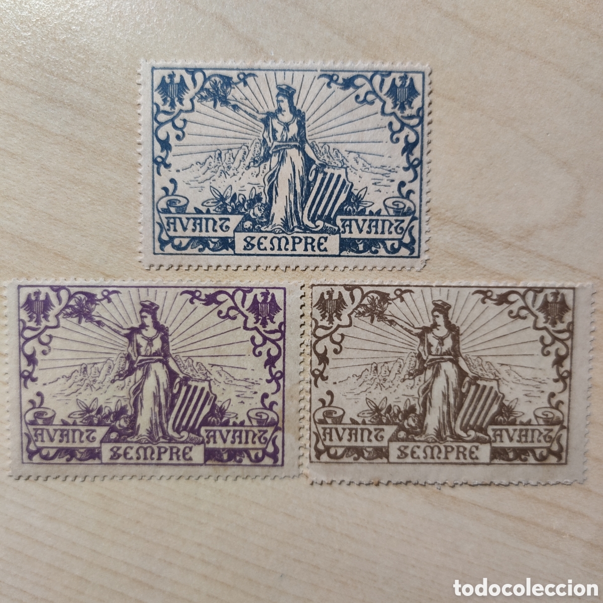 Sellos: x04 Catalunya Avant Sempre Nathan 13B GRANDE 5,5x3,5cm Lliure Estat Catal&agrave;
