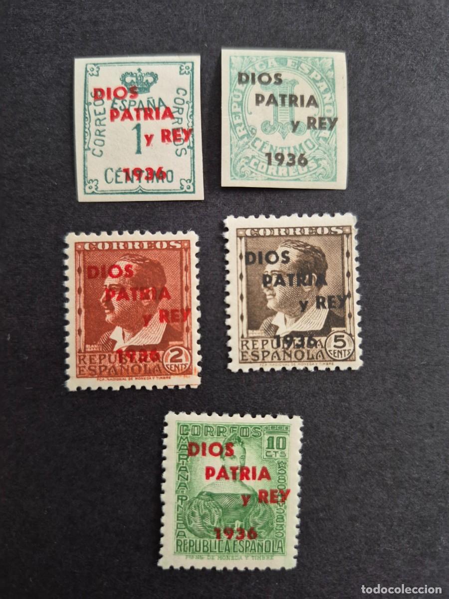 Sellos: Espa&ntilde;a 1937 - Emisiones locales patri&oacute;ticas, San Sebasti&aacute;n (Edifil 21, 22, 23, 26, 27 hcc **)