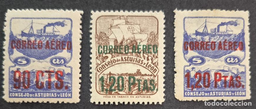 Sellos: Espa&ntilde;a 1937 - Asturias y Le&oacute;n, 3 valores (Edifil Asturias y Le&oacute;n NE13, NE14 y NE15)