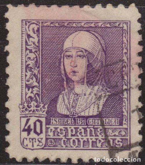 Sellos: Espa&ntilde;a 1938 Edifil 858 Sello &ordm; Reina Isabel la Cat&oacute;lica 40c Michel 814 Yvert 661 Spain Stamps Timbre