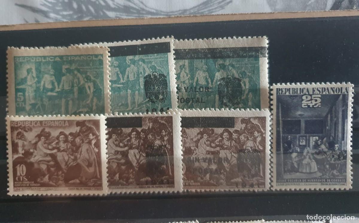 Sellos: 7 VALORES DISTINTOS BENEFICIENCIA CUADROS VELAZQUEZ EDIFIL 29 ** 30 ** 31 ** HABILITADOS