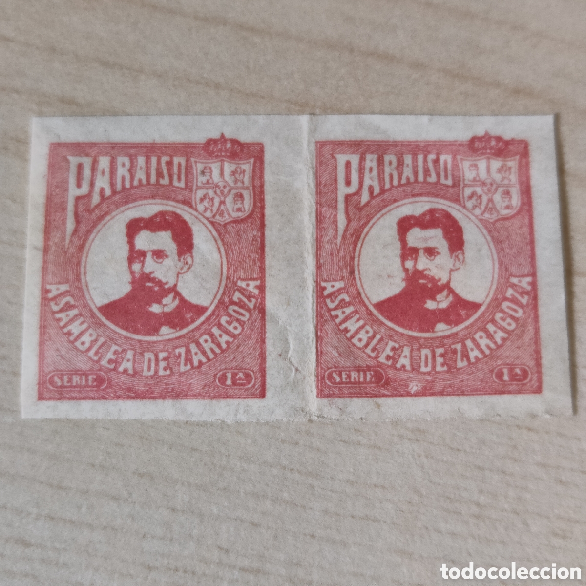 Sellos: x08 RARO Arag&oacute;n Asamblea de Zaragoza Paraiso serie SIN DENTAR
