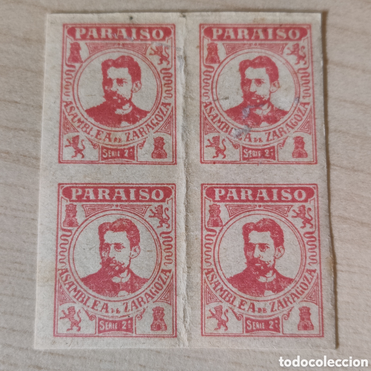 Sellos: x08 RARO Arag&oacute;n Asamblea de Zaragoza Paraiso serie SIN DENTAR