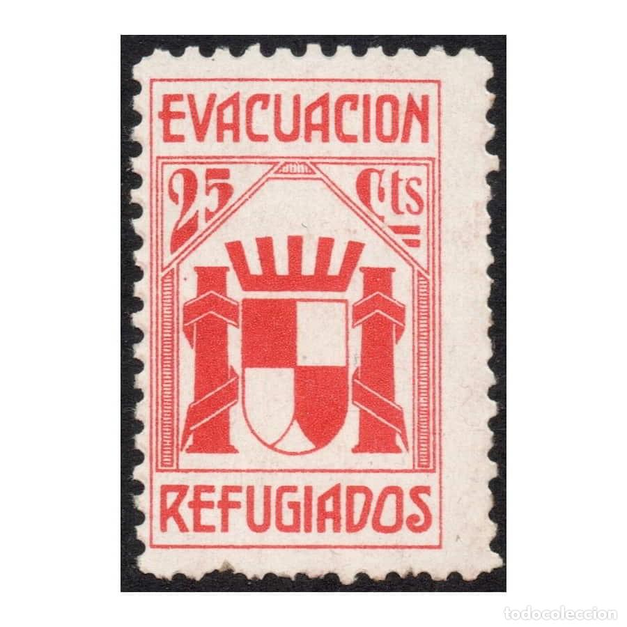Sellos: Espa&ntilde;a [SLL] Vi&ntilde;eta Evacuaci&oacute;n Refugiados. Madrid. II Rep&uacute;blica (MNH