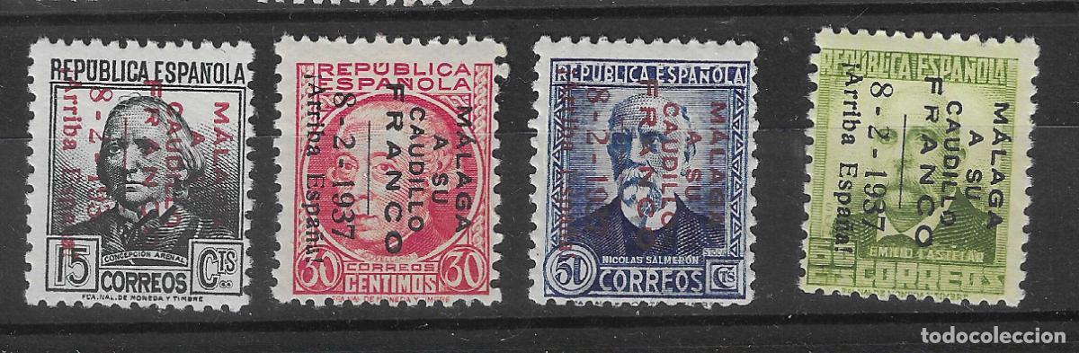 Selos: LOCALES Y PATRIOTICOS 1937 MALAGA EDIFIL 25/28** SIN FIJASELLOS