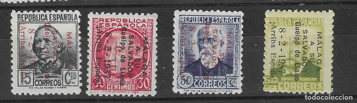 Selos: LOCALES Y PATRIOTICOS 1937 MALAGA EDIFIL 33/36** SIN FIJASELLOS