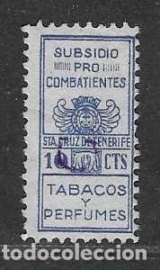 Sellos: TENERIFE- 10 CTS- SUBSIDIO PRO COMBATIENTE.--TABACOS Y PERFUMES-VER FOTOS