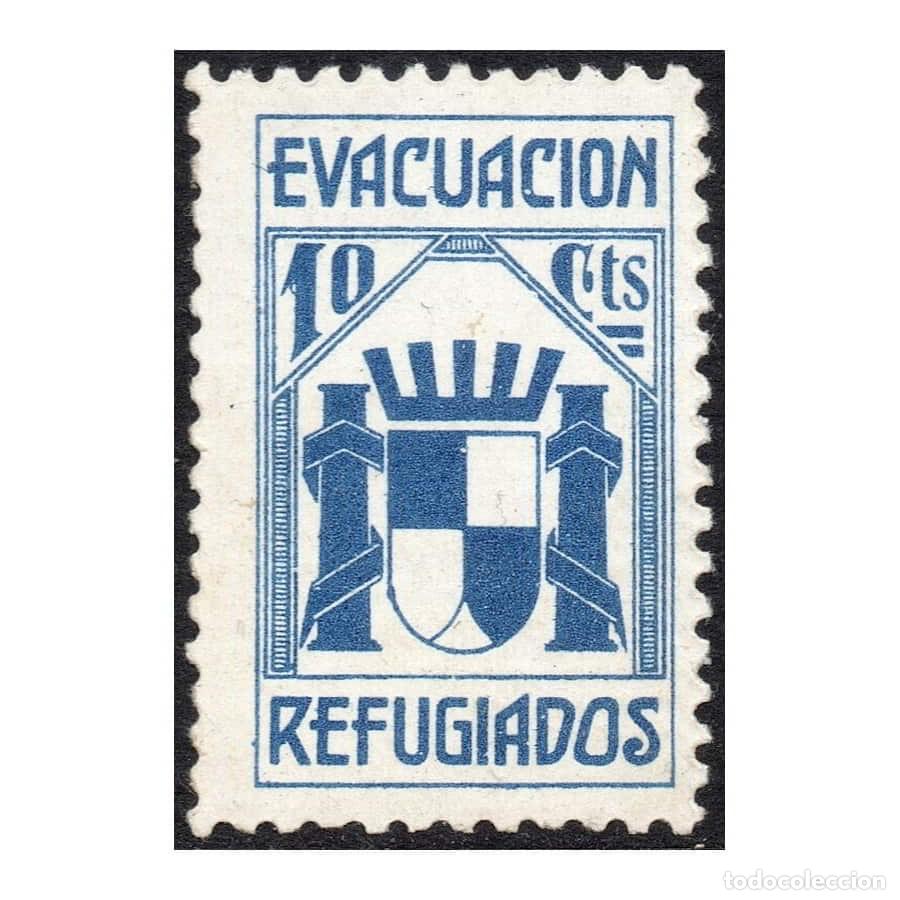 Sellos: Espa&ntilde;a 1936 [SLL] Vi&ntilde;eta Evacuaci&oacute;n Refugiados. Madrid. II Rep&uacute;blica (MNH)