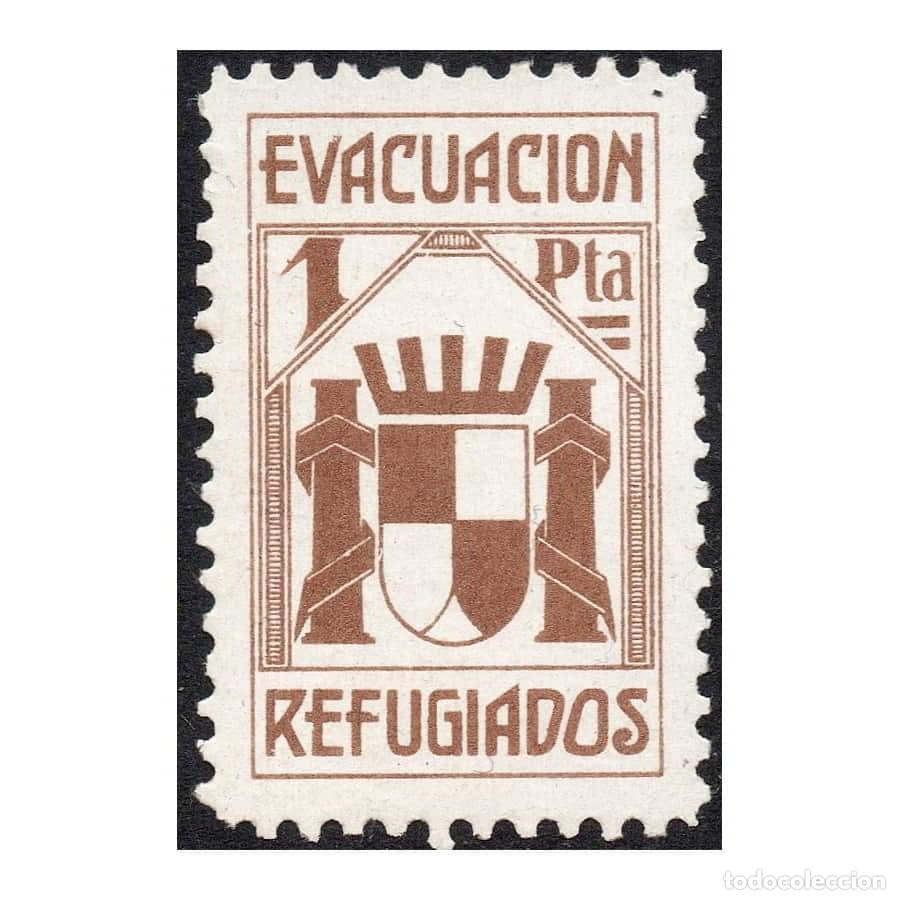 Sellos: Espa&ntilde;a 1936 [SLL] Vi&ntilde;eta Evacuaci&oacute;n Refugiados. Madrid. II Rep&uacute;blica (MNH)