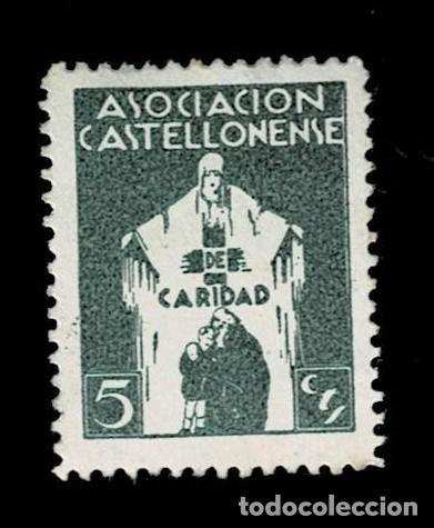 Sellos: NC Guerra Civil CASTELLON Asociacion Castellonse de CARIDAD Fesofi n&ordm; 66 Valor 5 cts Color VERDE Si