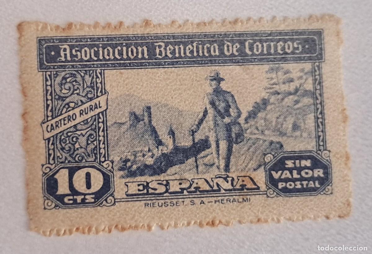 Sellos: Vi&ntilde;eta Asociacion Benefica de Correos Cartero Rural 10 cts