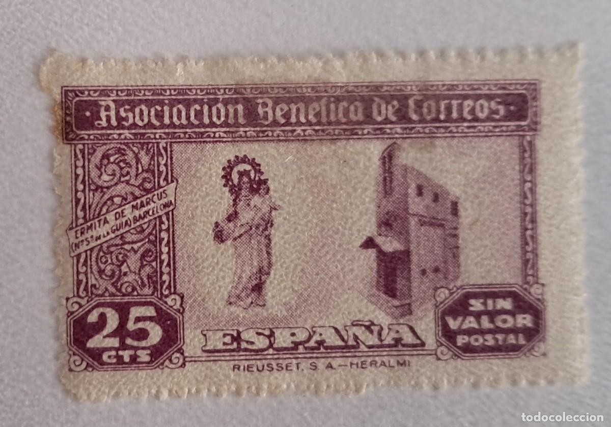 Sellos: ASOCIACI&Oacute;N BEN&Eacute;FICA DE CORREOS - ERMITA DE MARCUS - 25 C&Eacute;NTIMOS - VI&Ntilde;ETA.