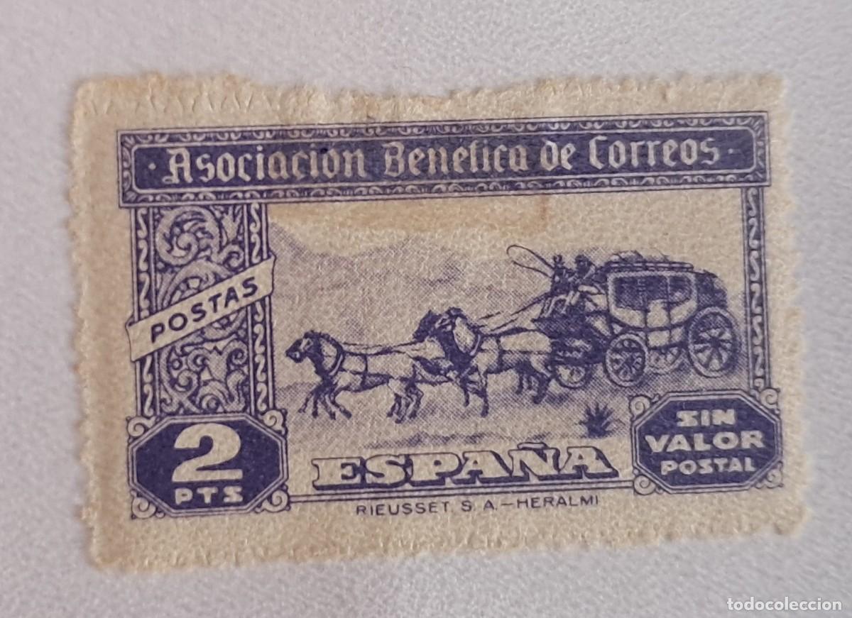 Sellos: 1944 - ASOCIACION BENEFICA DE CORREOS ( Postas ) - 2 PTAS, VI&Ntilde;ETA.