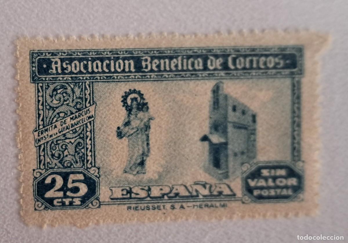 Sellos: 1944 - ASOCIACION BENEFICA DE CORREOS ( Ermita de Marcus ) - 25 CTS