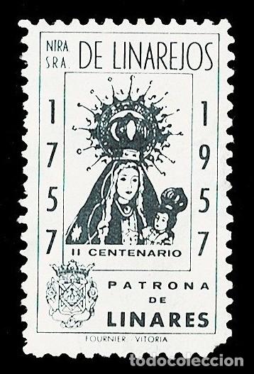 Sellos: A7-1 Vi&ntilde;eta de LINARES Ntra Sra de LINAREJOS Patrona de LINARES II centenario 1757 - 1957 Con punto