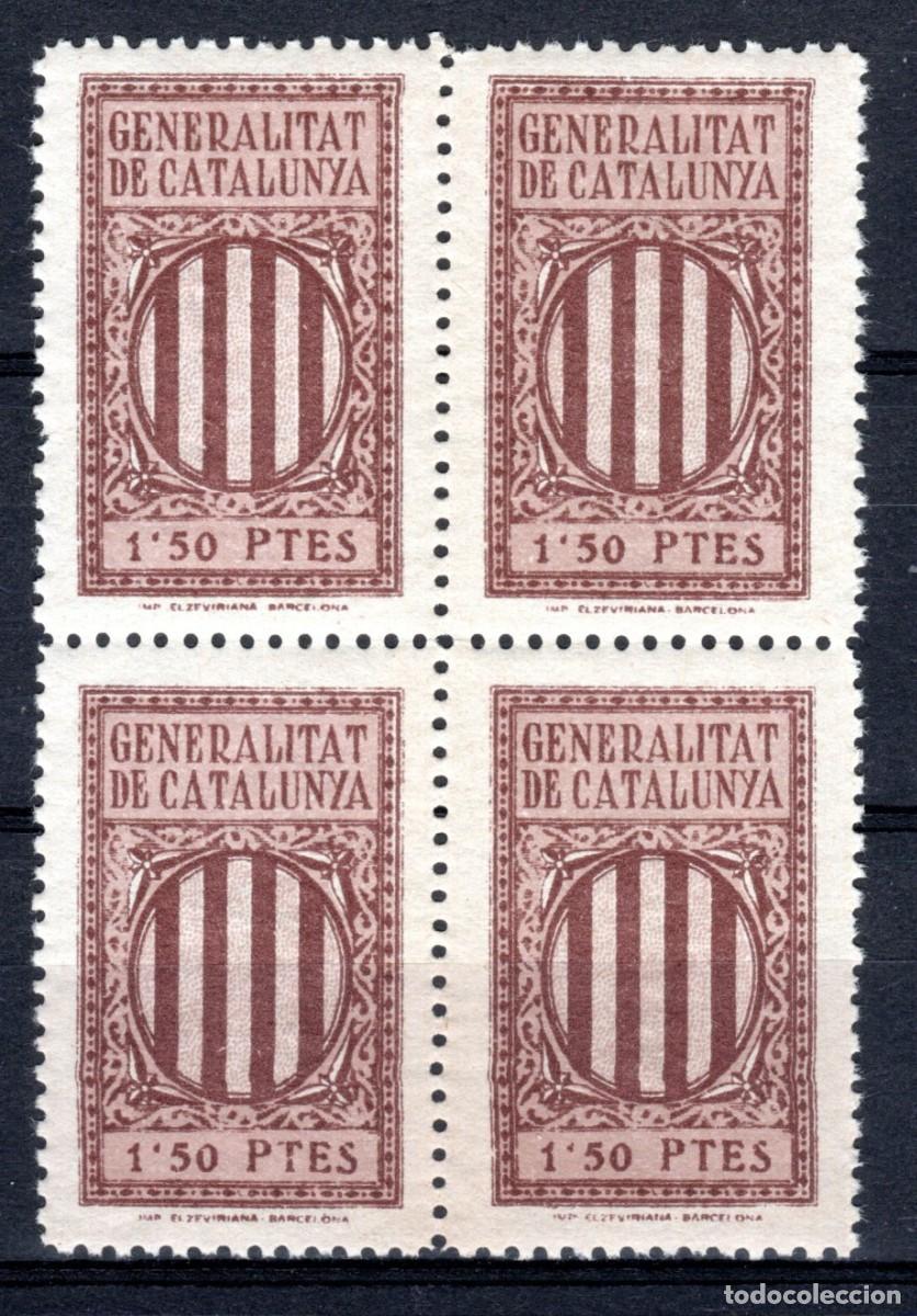 Sellos: GENERALITAT DE CATALUNYA. SELLO FISCAL. 1,50 PESSETES (BLOQUE DE 4). MNH **