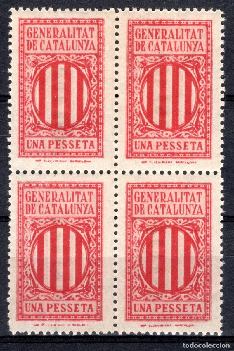 Sellos: GENERALITAT DE CATALUNYA. SELLO FISCAL. 1 PESSETA (BLOQUE DE 4). MNH **
