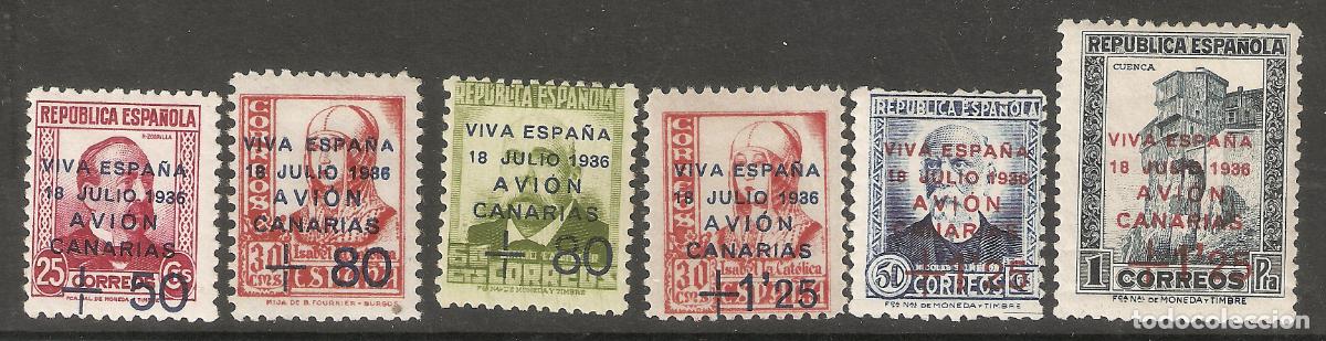 Sellos: CANARIAS 1937 EDIFIL 14/19* CON FIJASELLOS