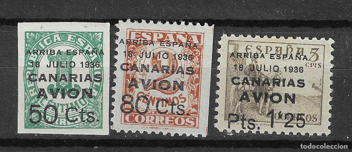 Francobolli: CANARIAS 1937 EDIFIL 20/22* CON FIJASELLOS