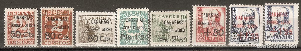 Sellos: CANARIAS 1937 EDIFIL 23/30* CON FIJASELLOS VALOR 327 &euro;