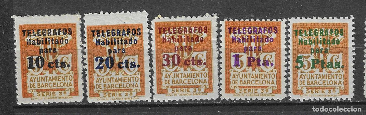 Sellos: BARCELONA TELEGRAFOS 1934 EDIFIL 4/8*