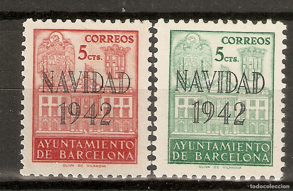 Sellos: BARCELONA 1942 EDIFIL SH 40/41** SIN FIJASELLOS