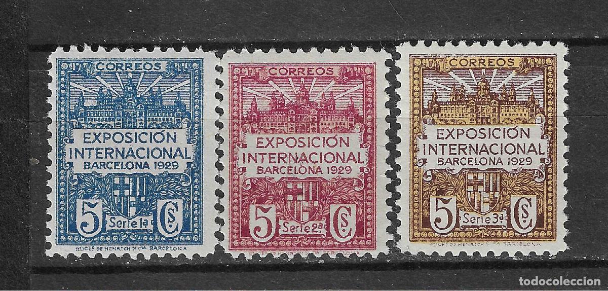 Sellos: BARCELONA 1929 EDIFIL 1/3** SIN FIJASELLOS
