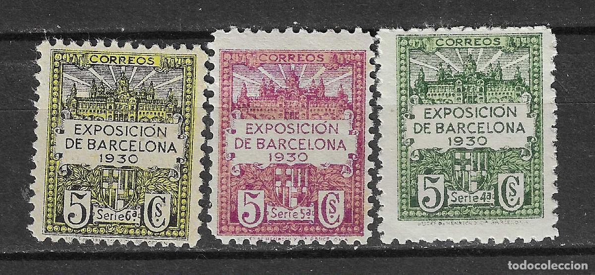 Sellos: BARCELONA 1929 EDIFIL 4/6** SIN FIJASELLOS